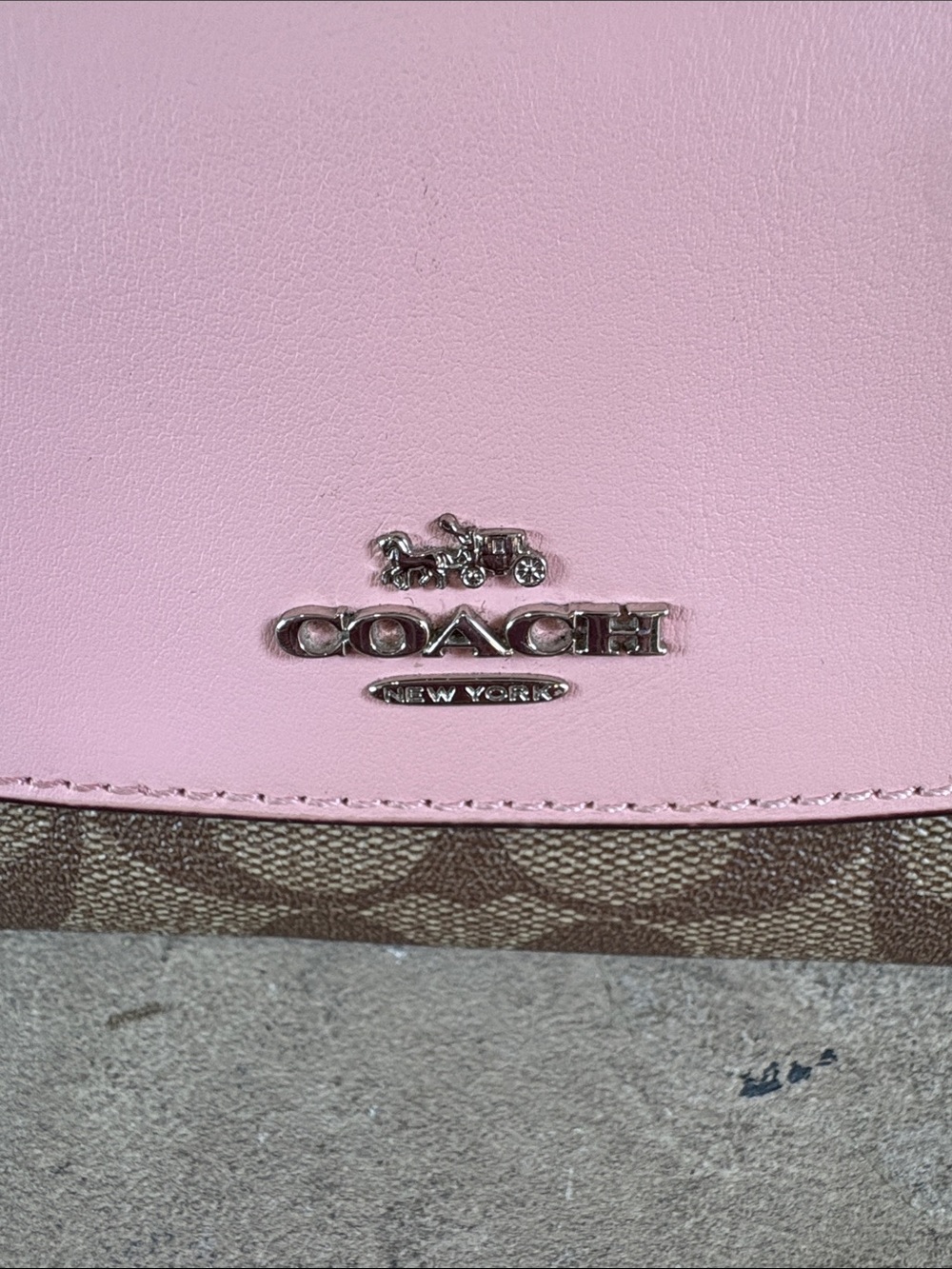 Coach slim envelope wallet featuring signature coated canvas & pink leather flap - Picture 2 of 11